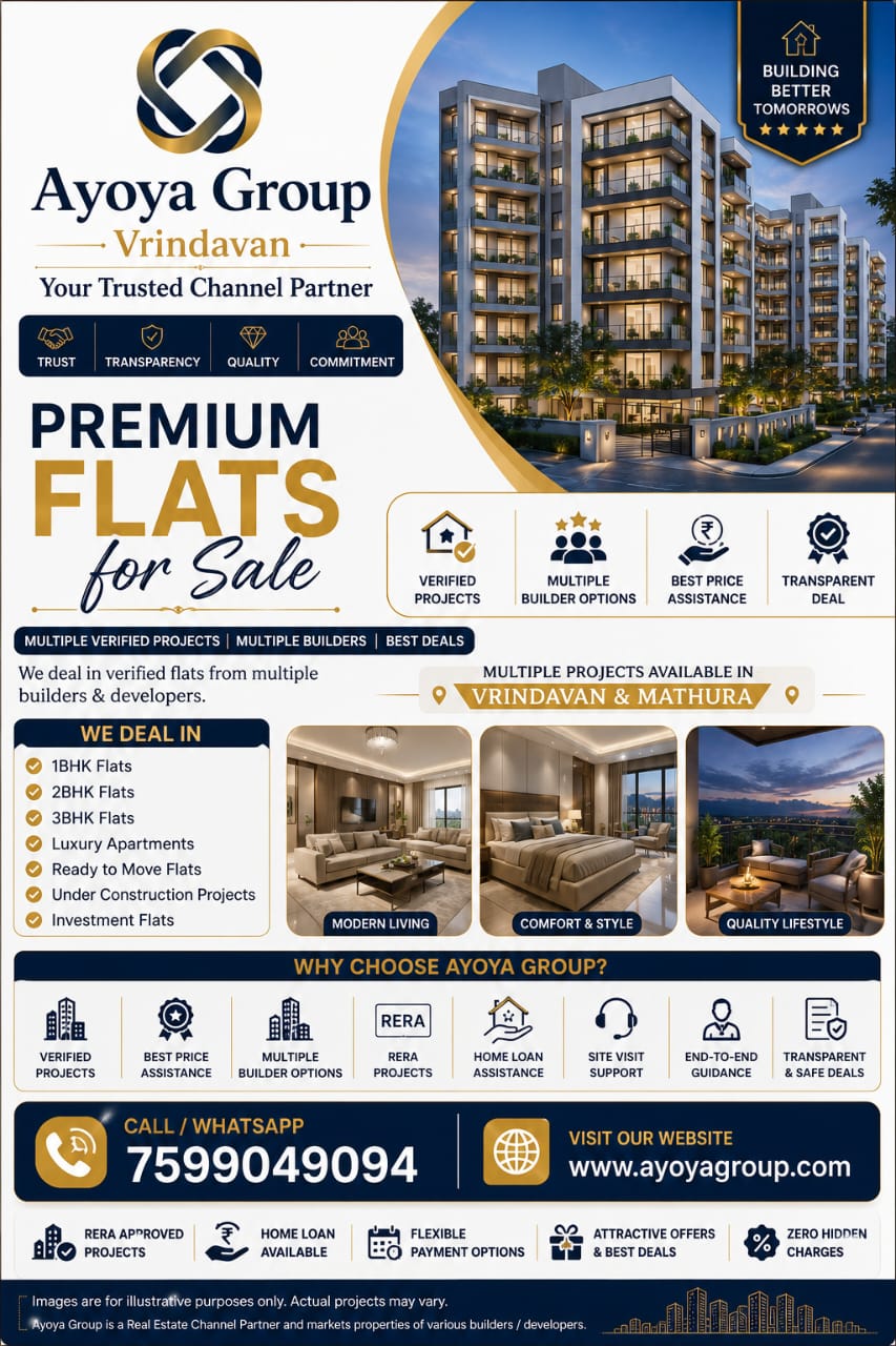Premium 1BHK, 2BHK & 3BHK Flats for Sale in Vrindavan & Mathura | Ayoya Group